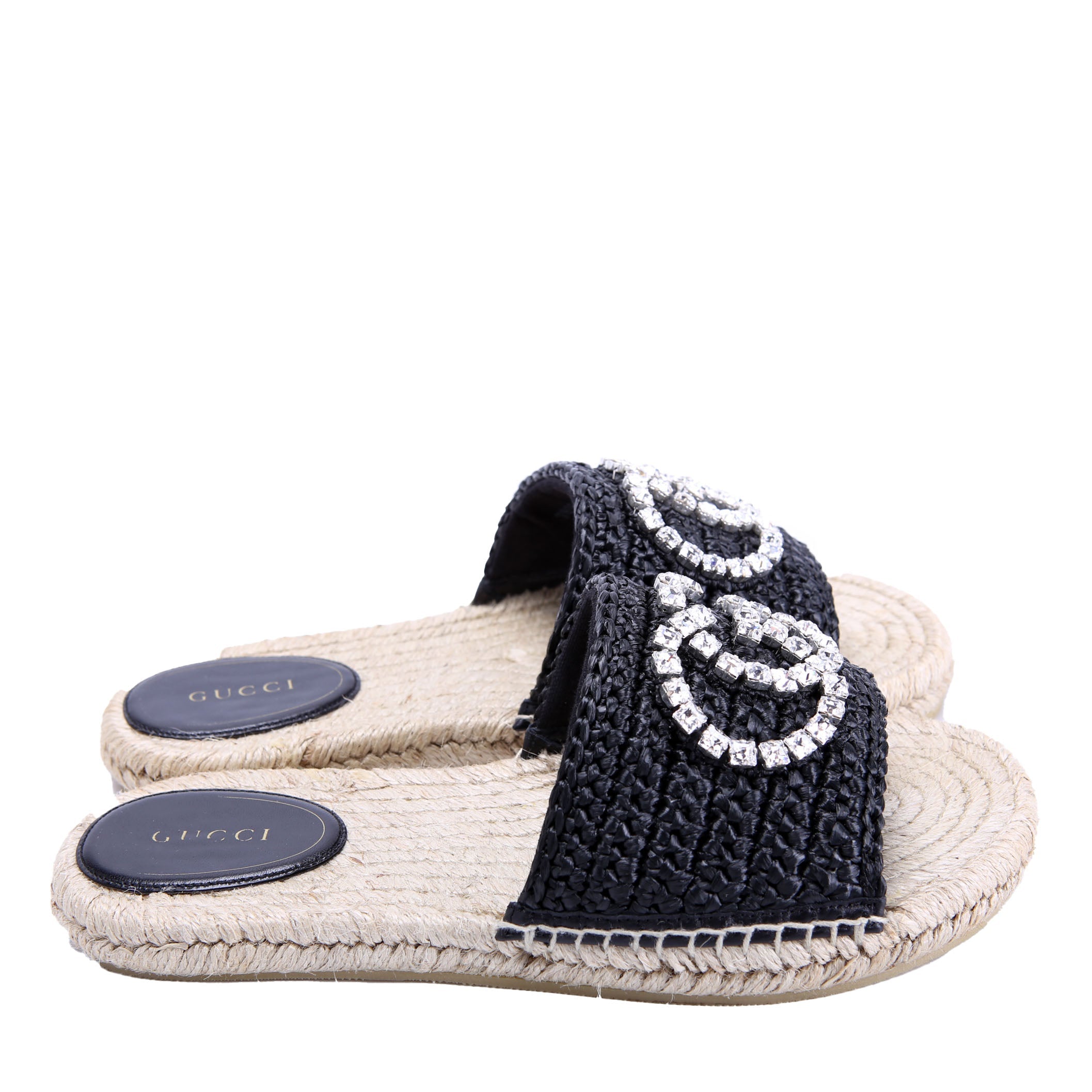 GG Cora Raffia Espadrille Slides Size 37.5