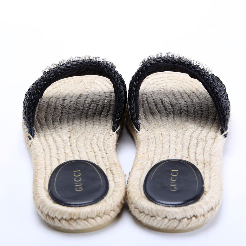 GG Cora Raffia Espadrille Slides Size 37.5