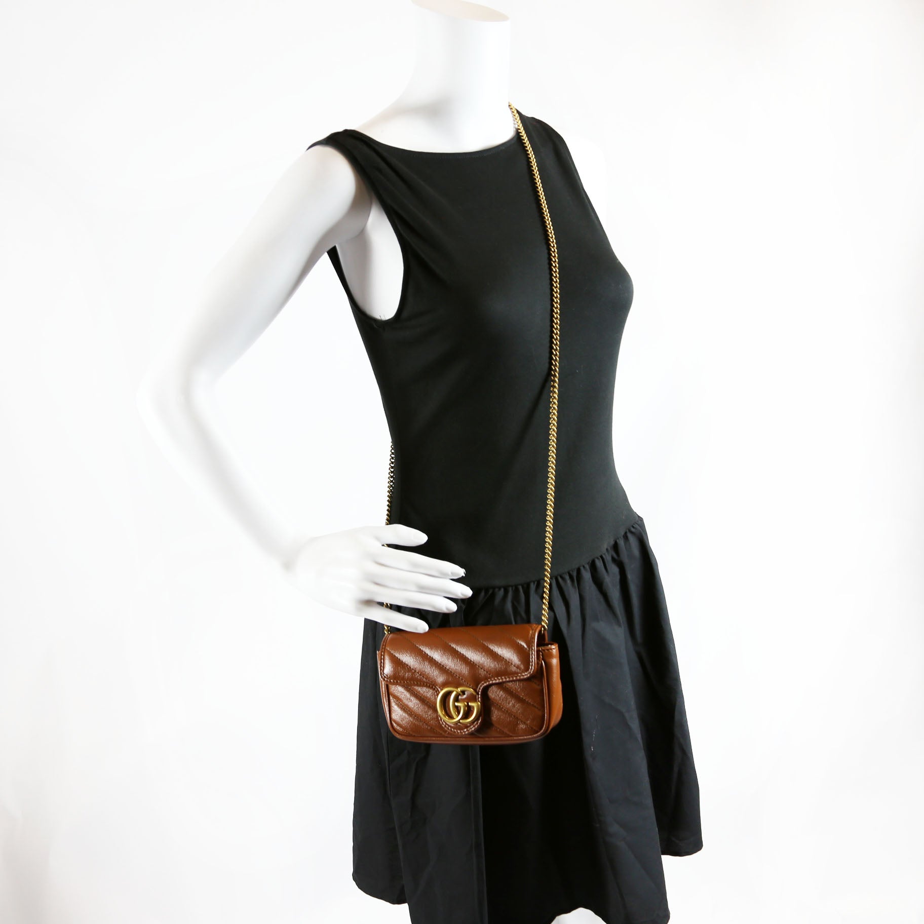 Gucci 476433 Marmont Leather Super Mini Flap