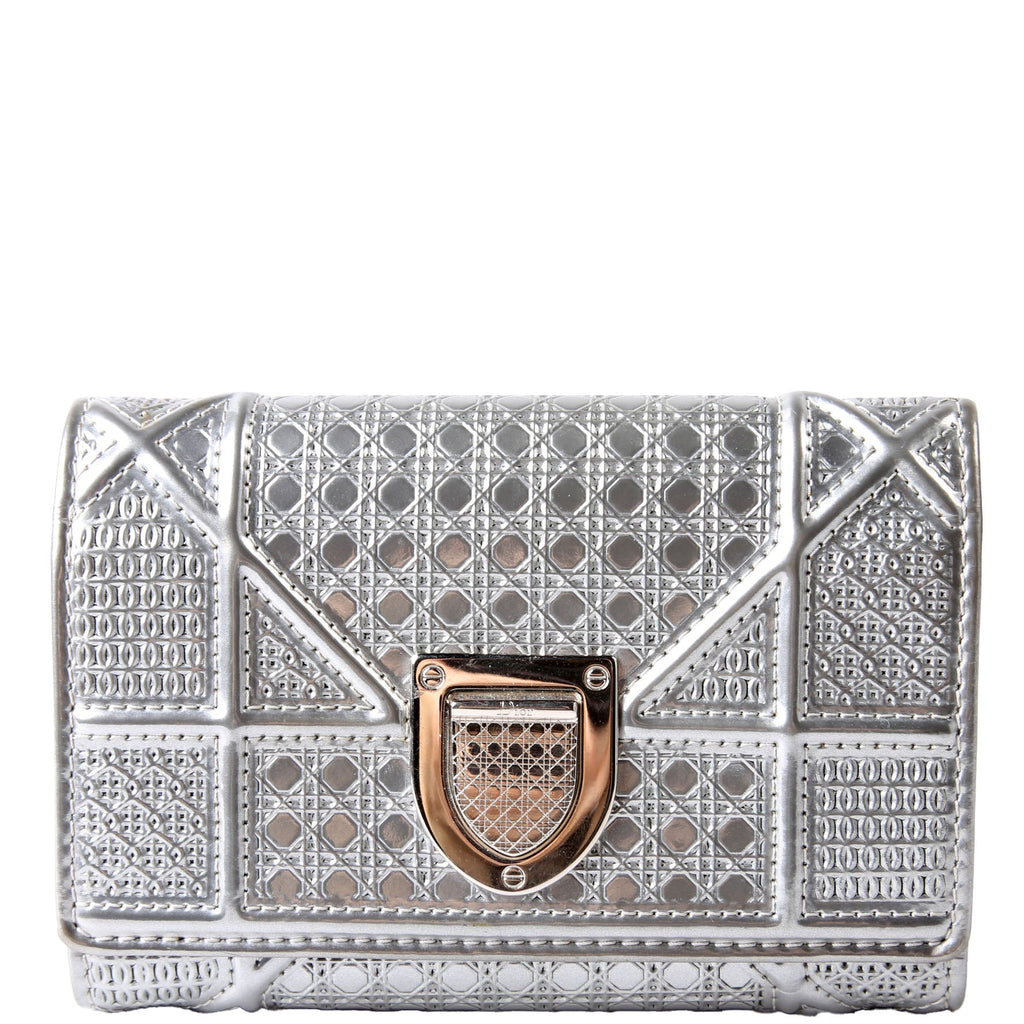 Dior Diorama Compact Wallet Silver