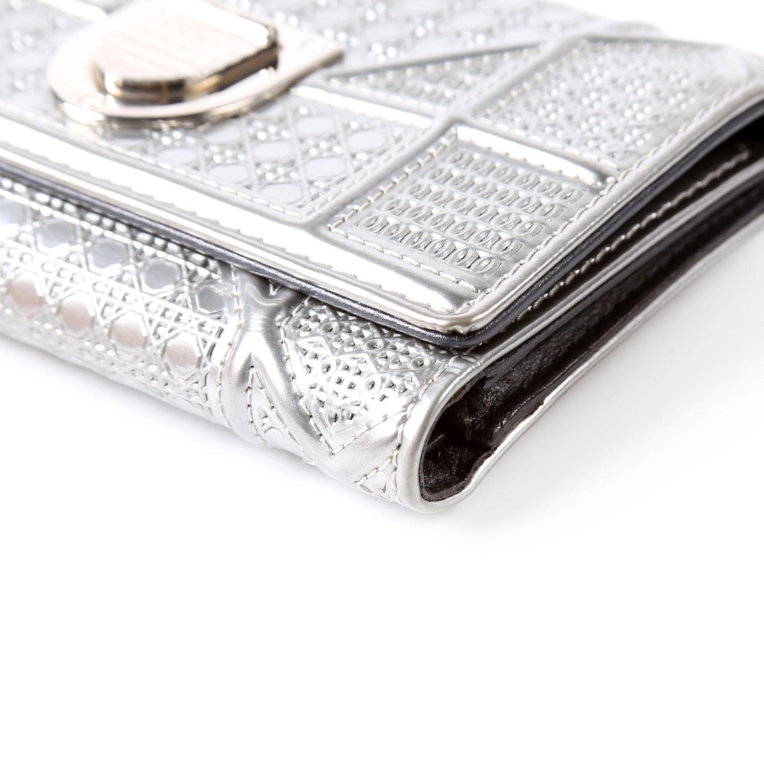 Dior Diorama Compact Wallet Silver