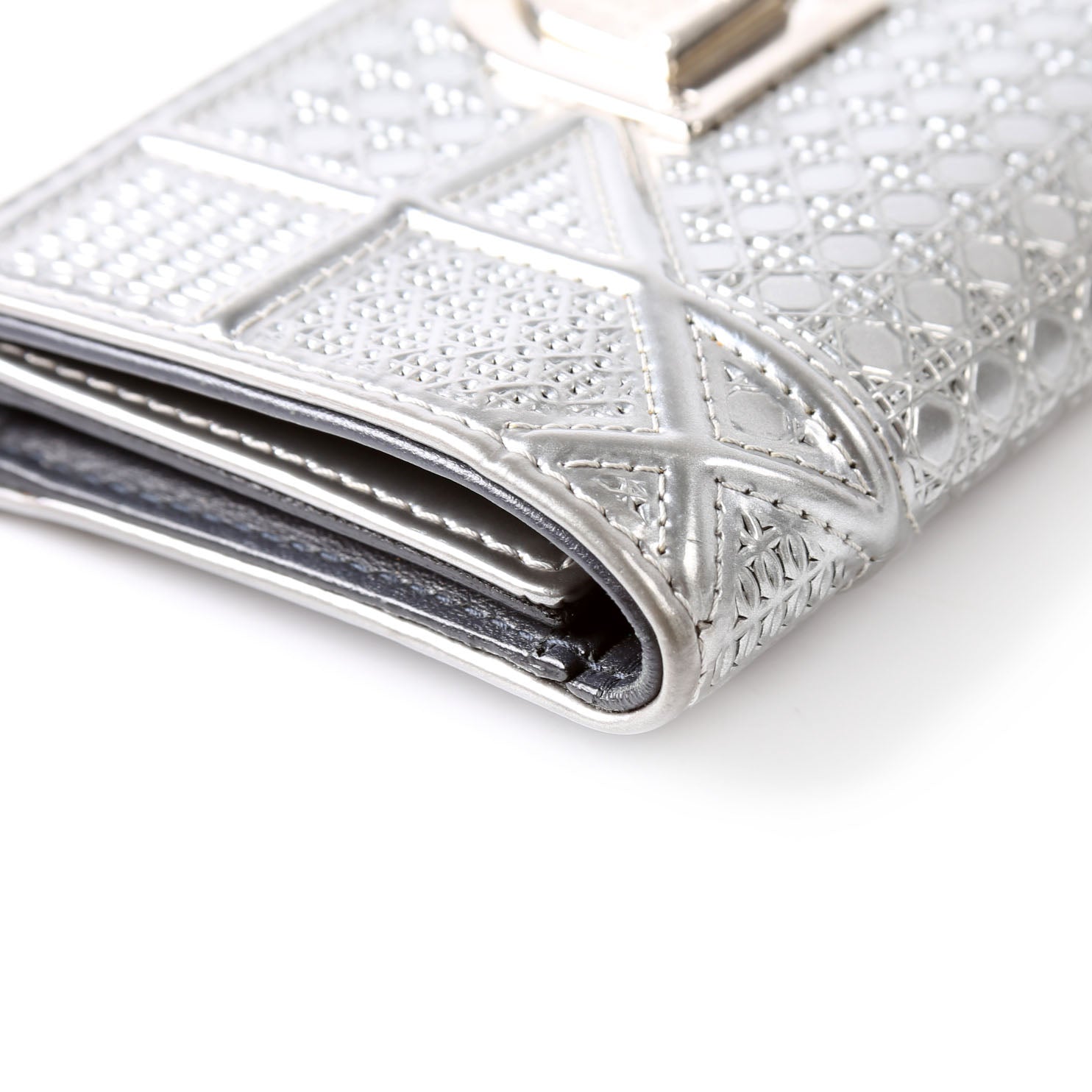 Dior Diorama Compact Wallet Silver
