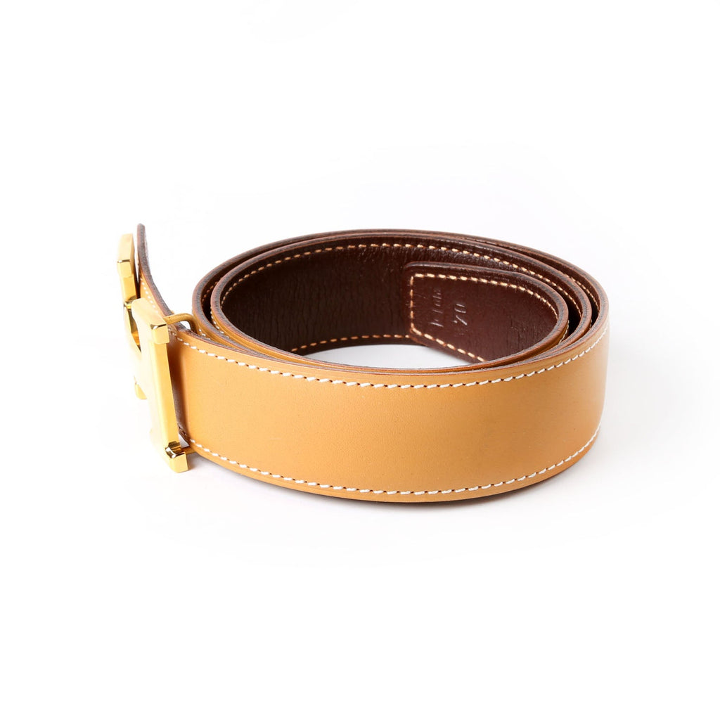 Hermes Constance H Reversible Belt Size 70 Tan