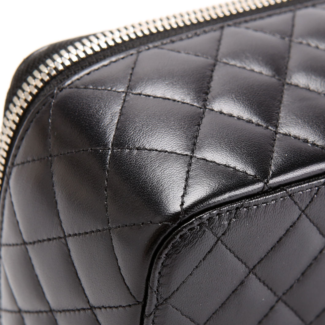 CC Quilted Jewelry Case Lambskin 15M Black