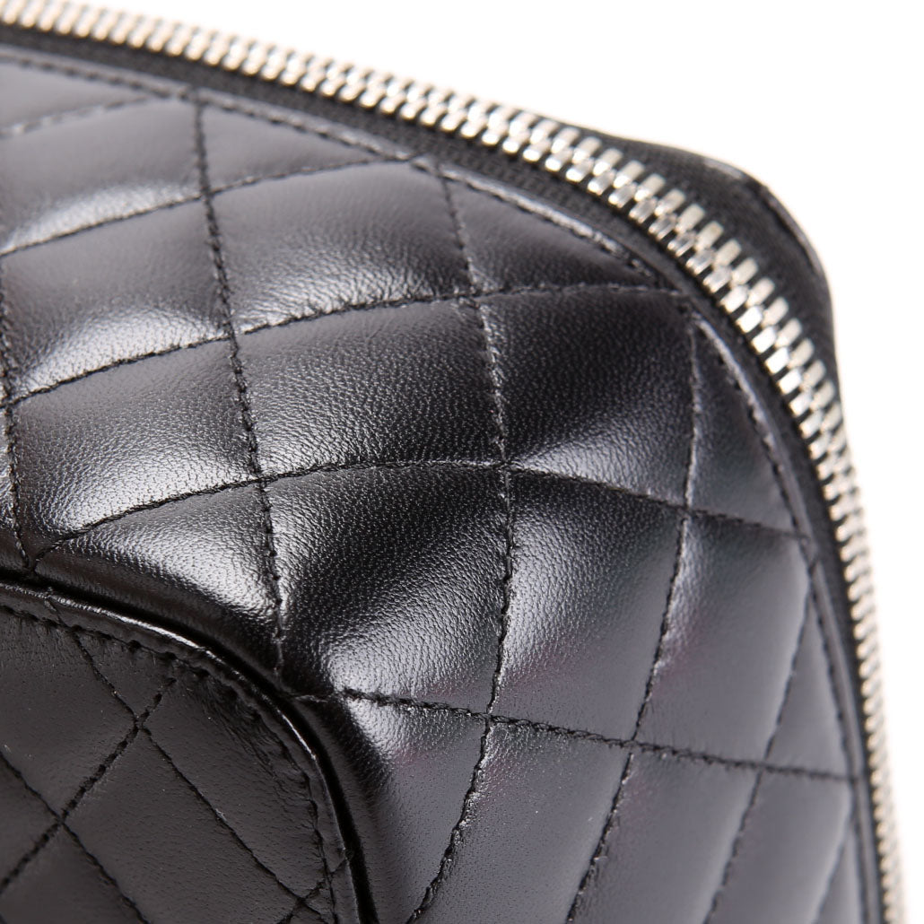 CC Quilted Jewelry Case Lambskin 15M Black