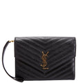 SAINT LAURENT 617662 Grain De Envelope Clutch Black/Gold