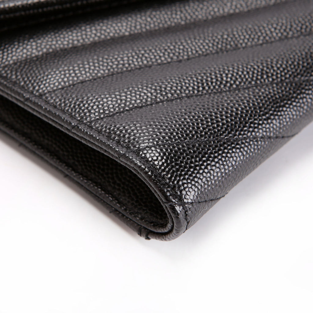 SAINT LAURENT 617662 Grain De Envelope Clutch Black/Gold
