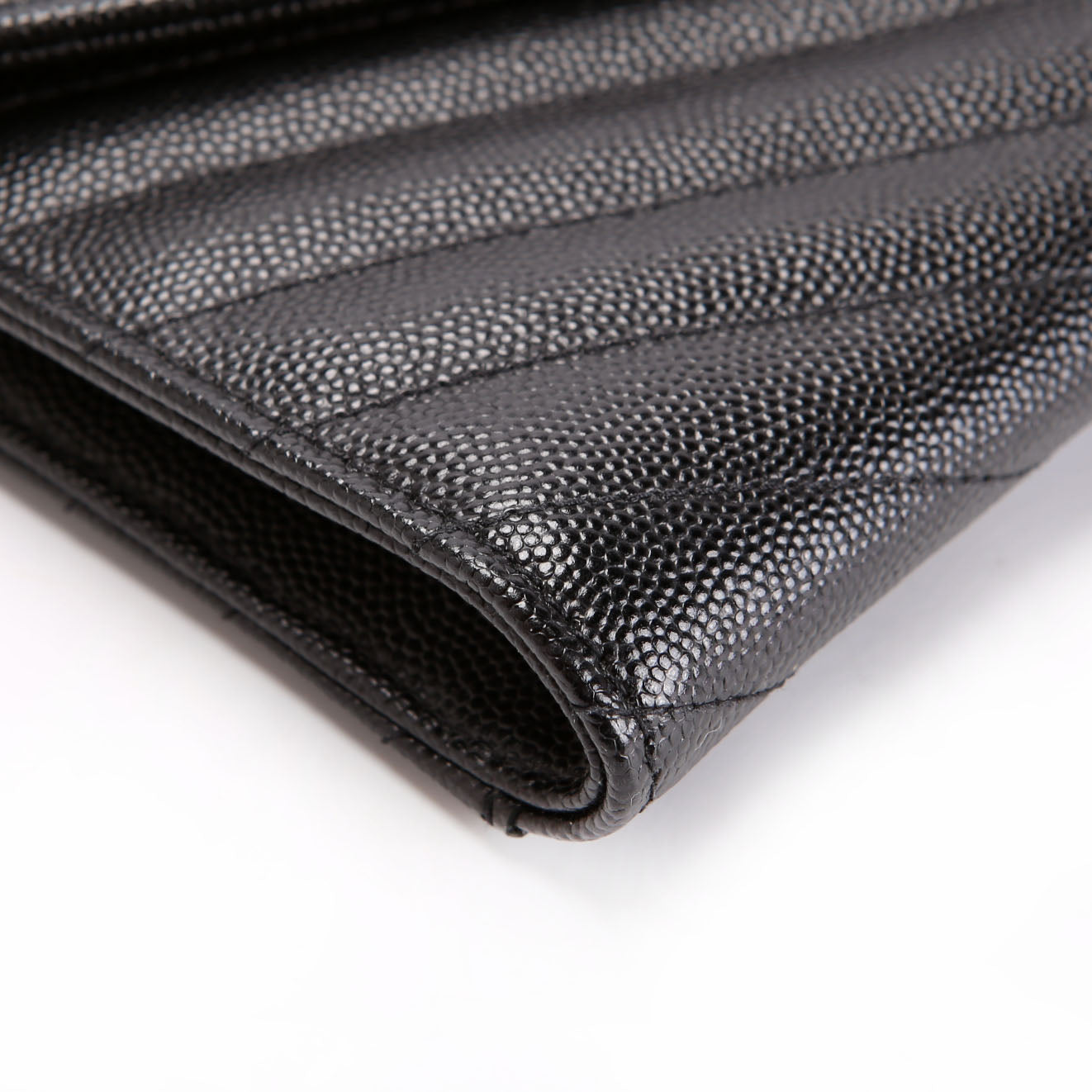SAINT LAURENT 617662 Grain De Envelope Clutch Black/Gold