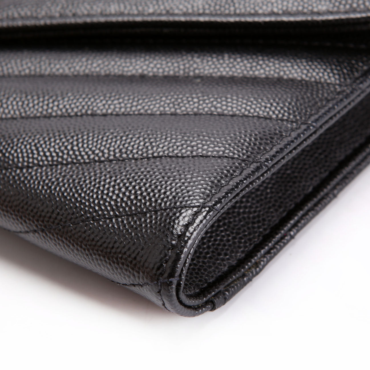 SAINT LAURENT 617662 Grain De Envelope Clutch Black/Gold