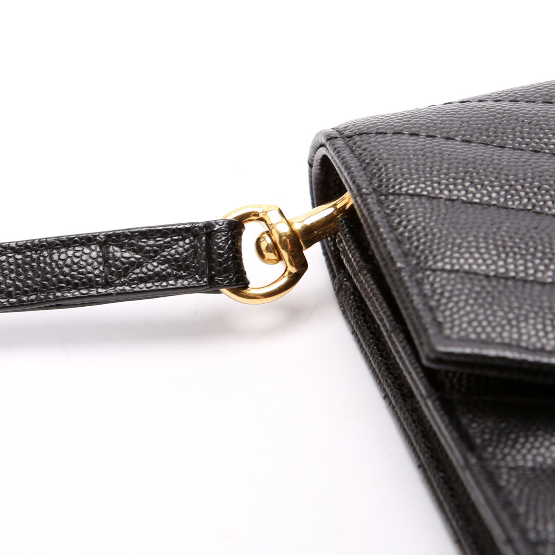 SAINT LAURENT 617662 Grain De Envelope Clutch Black/Gold