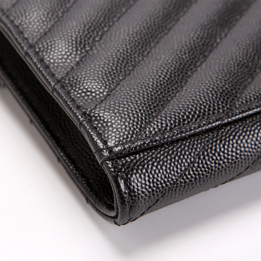 SAINT LAURENT 617662 Grain De Envelope Clutch Black/Gold