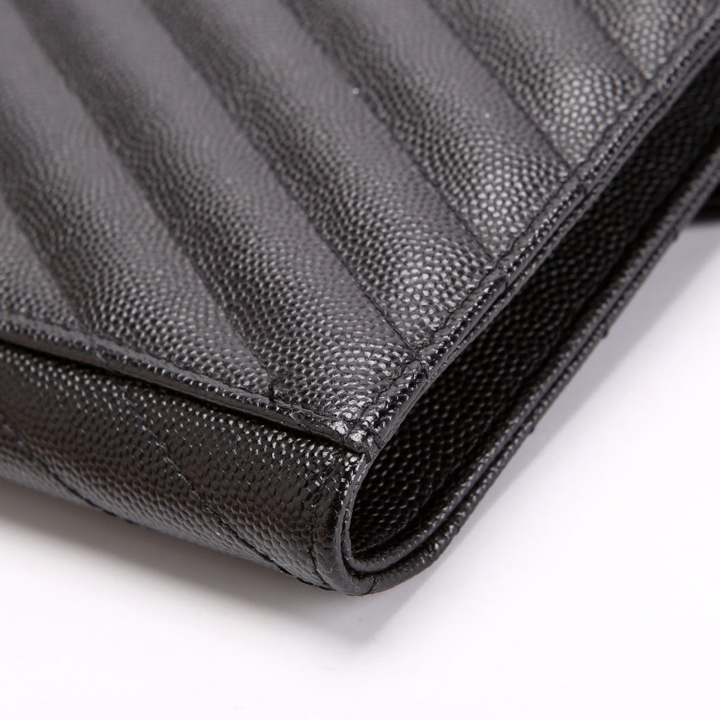 SAINT LAURENT 617662 Grain De Envelope Clutch Black/Gold
