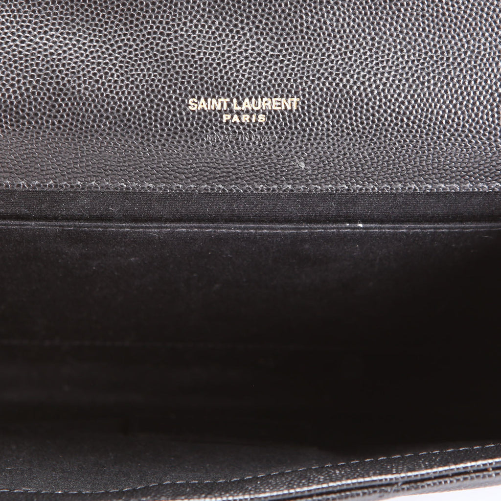 SAINT LAURENT 617662 Grain De Envelope Clutch Black/Gold