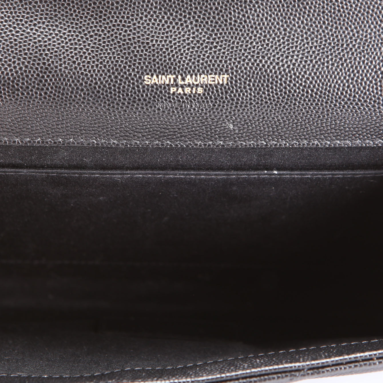 SAINT LAURENT 617662 Grain De Envelope Clutch Black/Gold