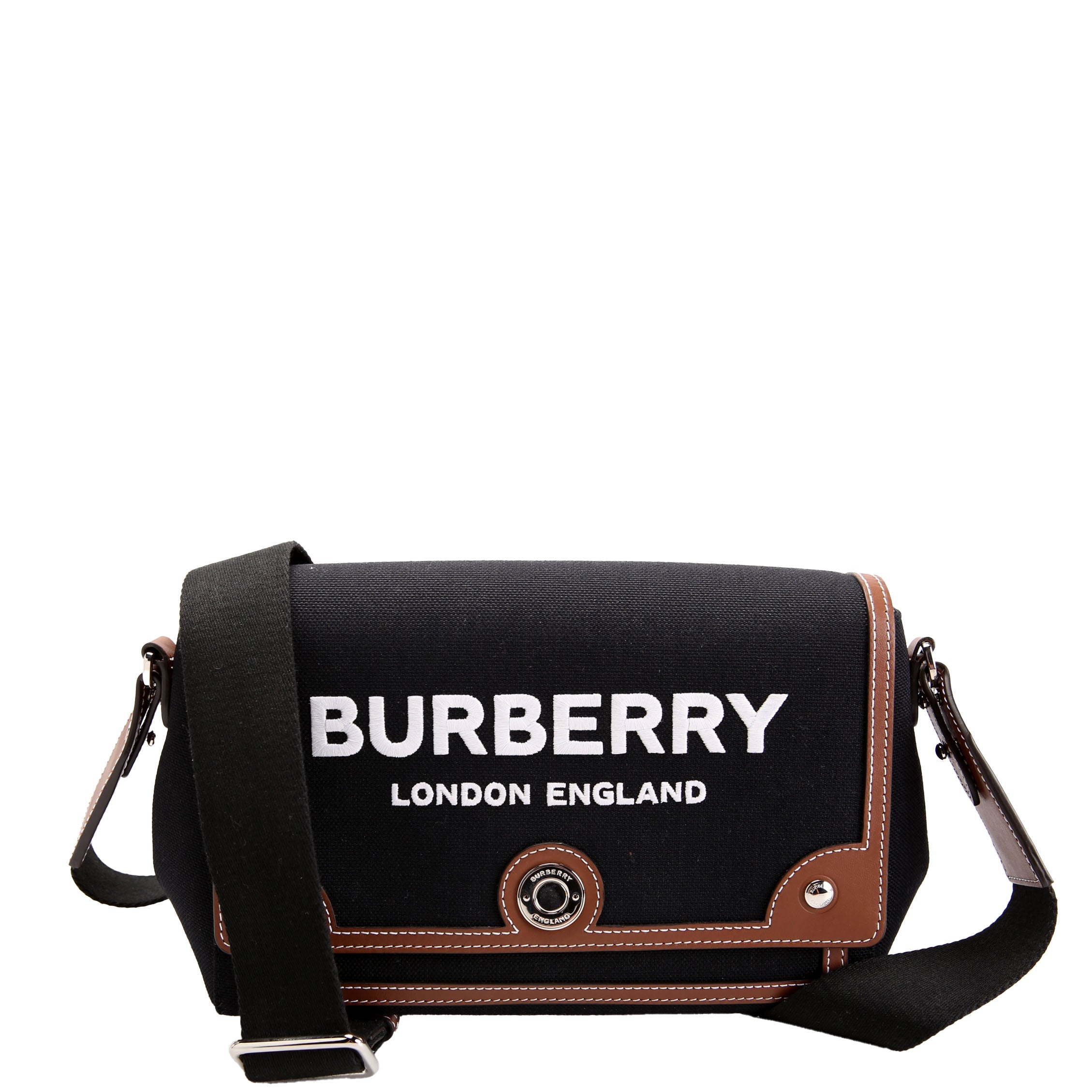 Horseferry Canvas Note Medium Crossbody Black/Brown/White