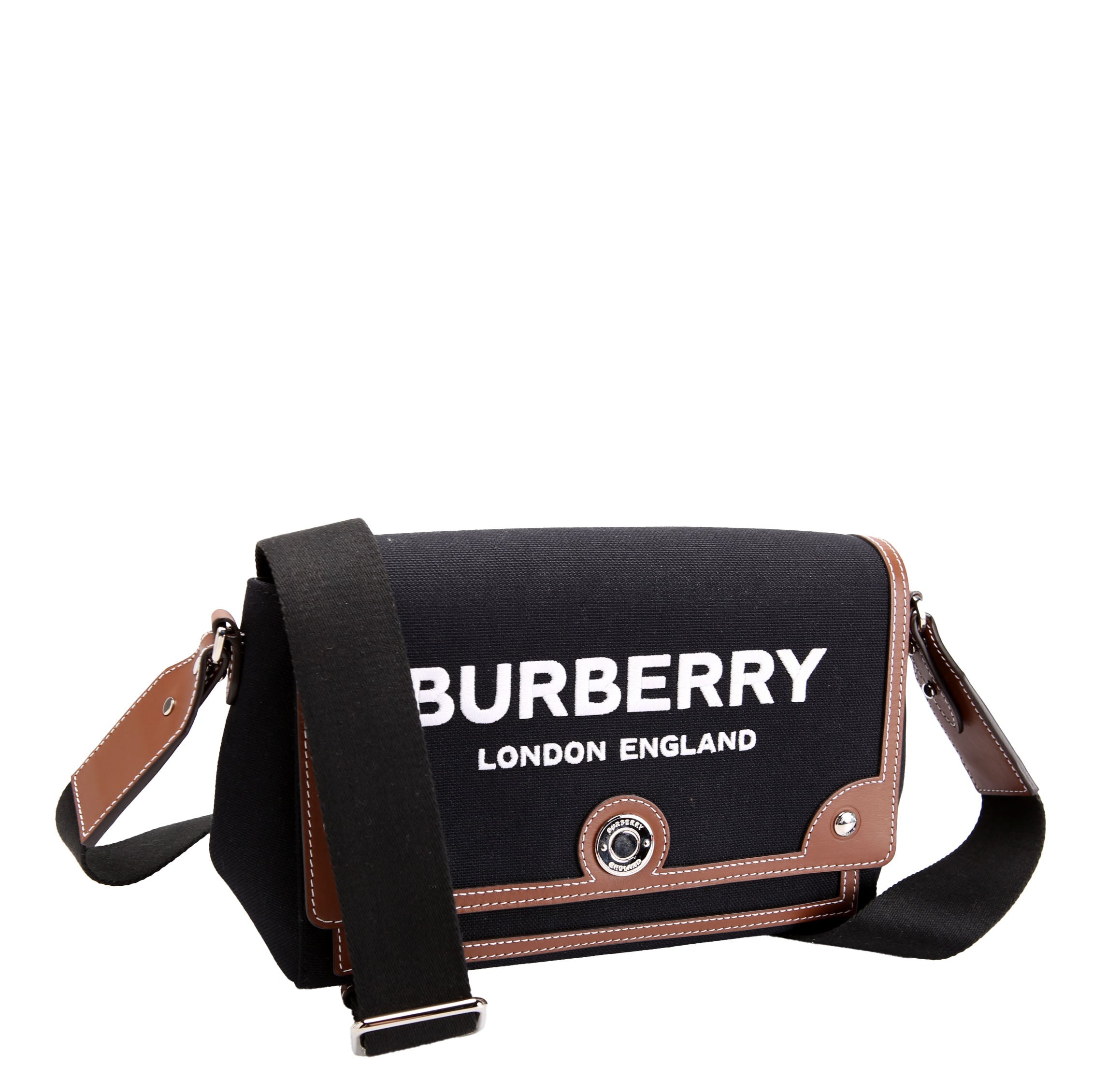 Horseferry Canvas Note Medium Crossbody Black/Brown/White
