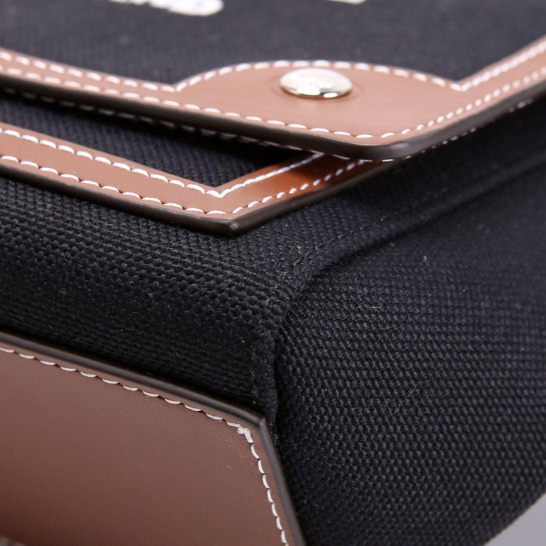 Horseferry Canvas Note Medium Crossbody Black/Brown/White