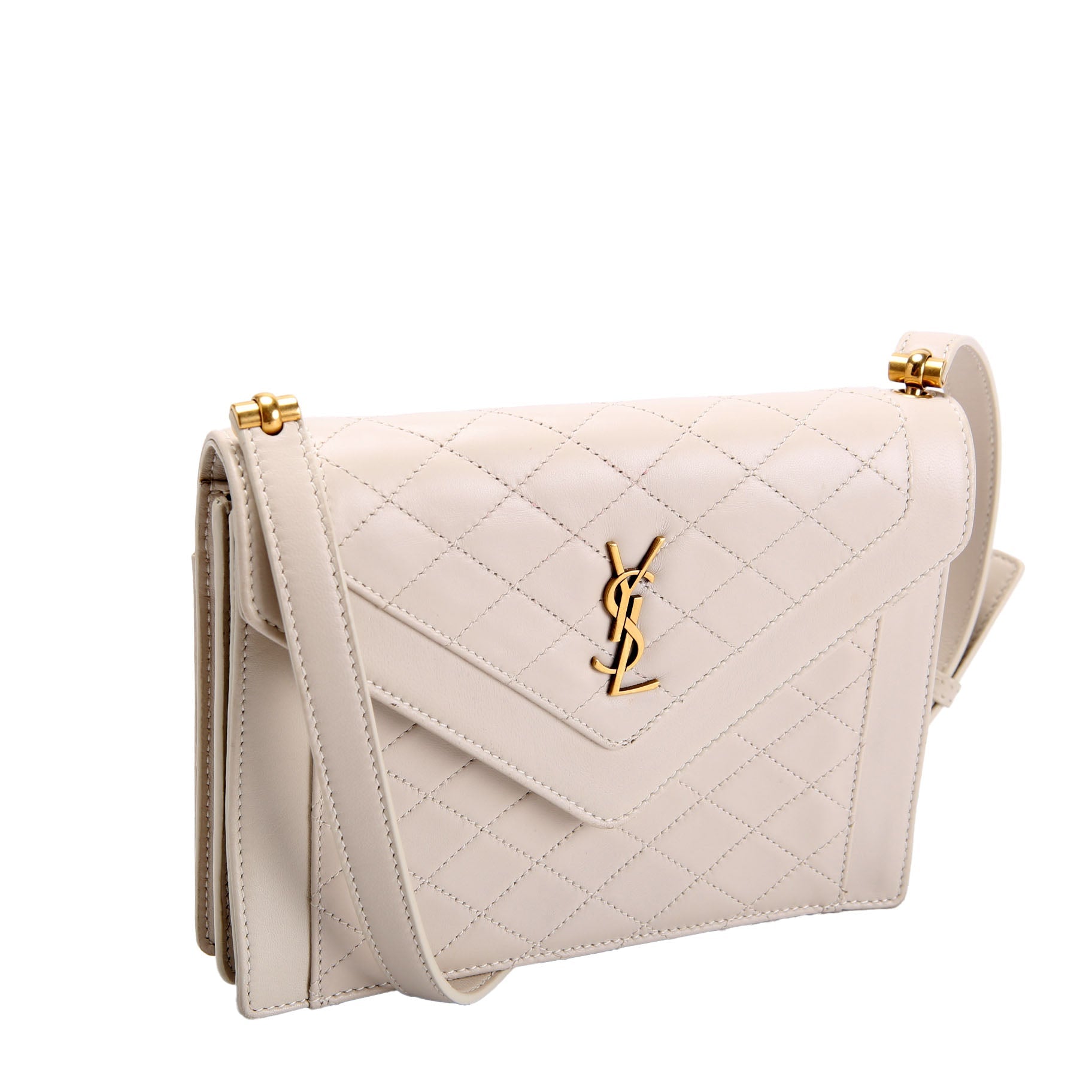 Mini Gaby Shoulder Quilted Lambskin 685574 White/Gold