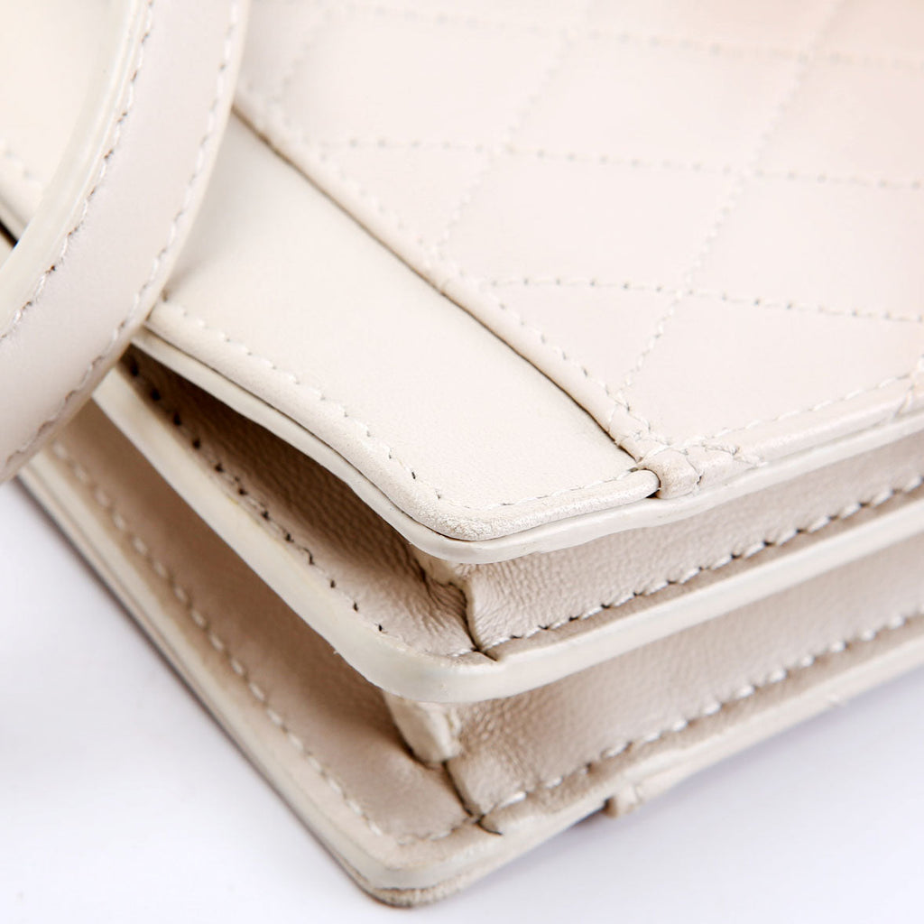 Mini Gaby Shoulder Quilted Lambskin 685574 White/Gold