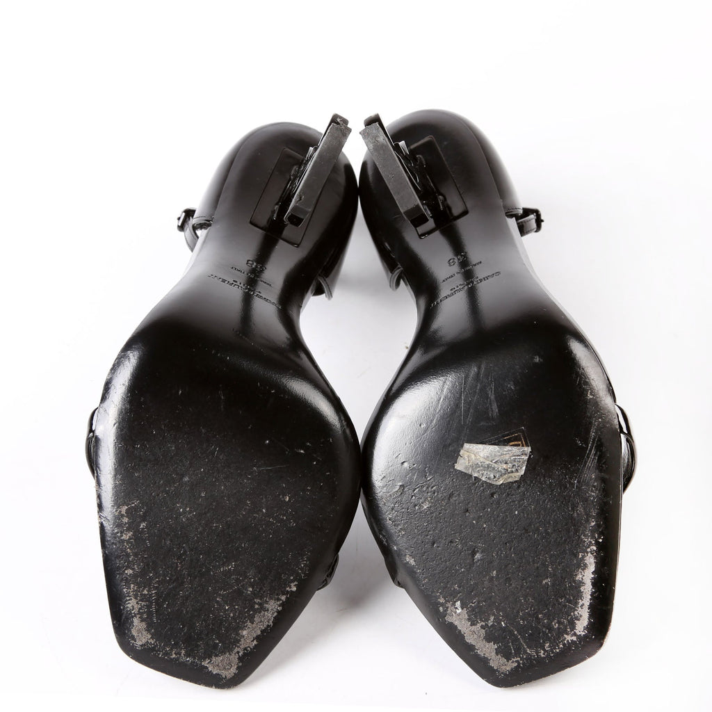SAINT LAURENT Opyum Sandal Heels Size 38 Black