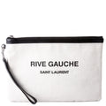 SAINT LAURENT Rive Gauche Canvas Pouch 581369 Biege/Black