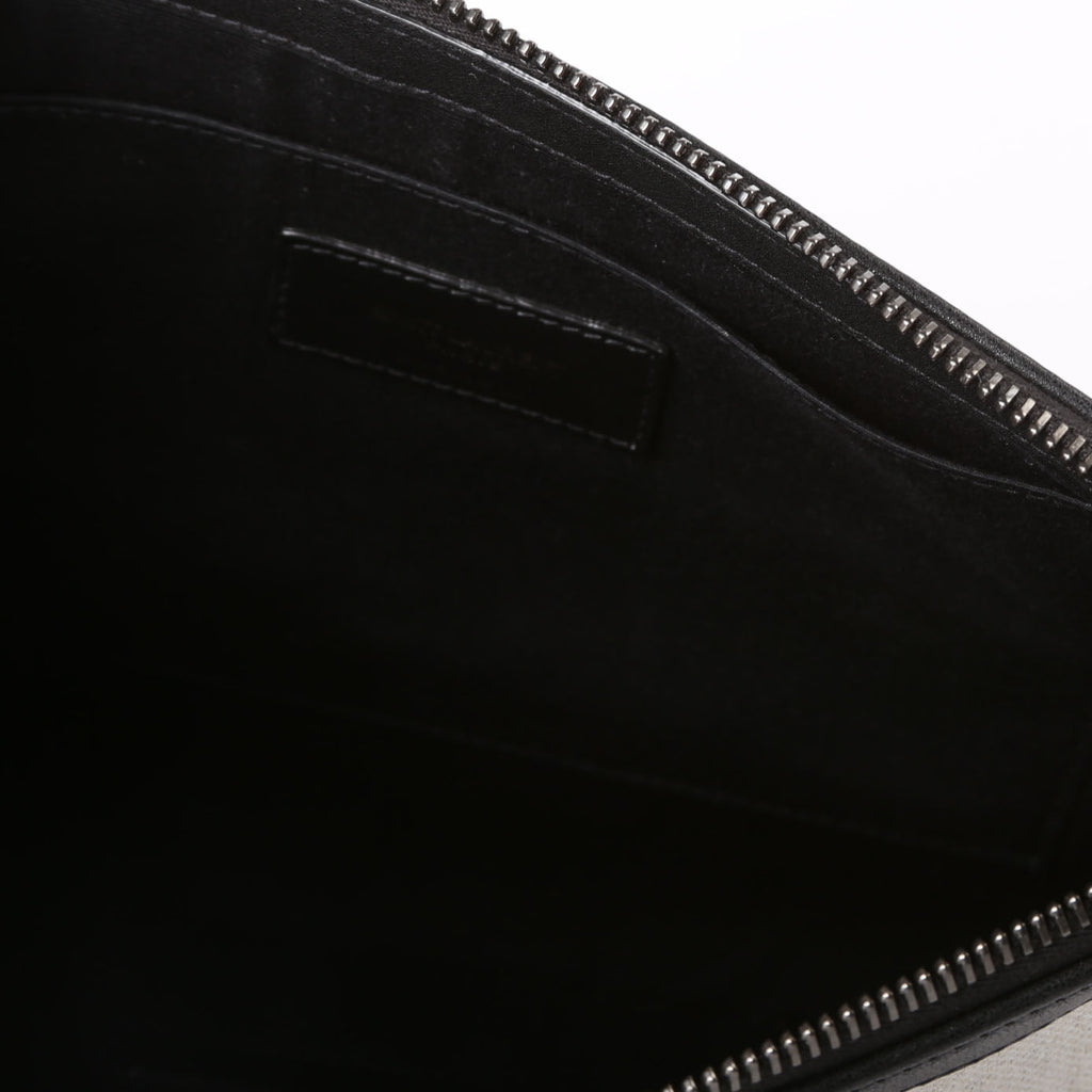 SAINT LAURENT Rive Gauche Canvas Pouch 581369 Biege/Black