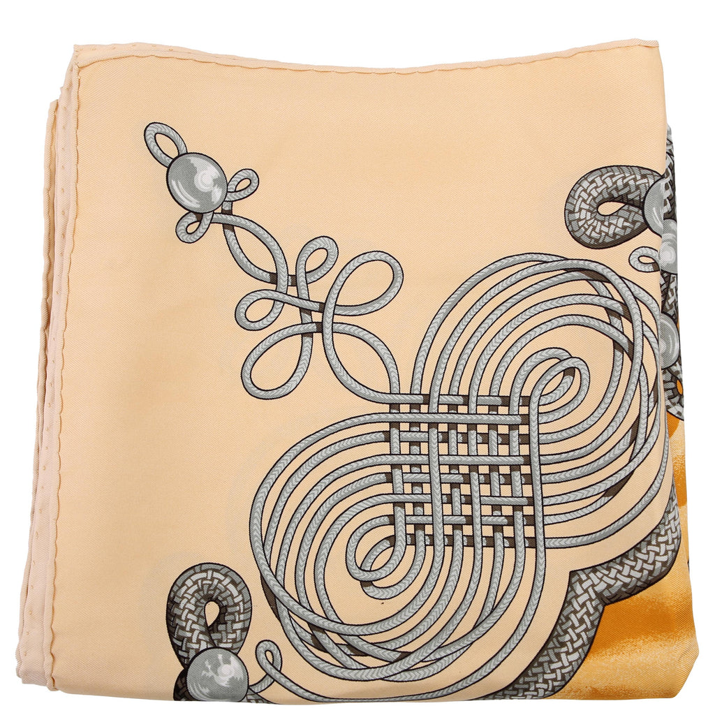 Hermes Brandebourgs 90CM Silk Scarf Yellow