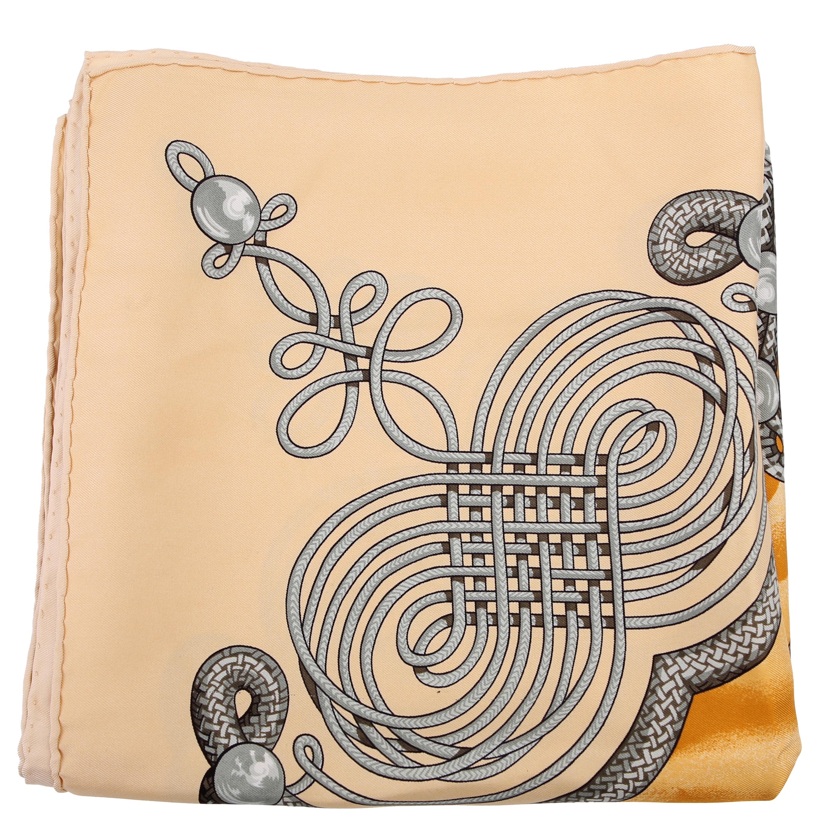 Hermes Brandebourgs 90CM Silk Scarf Yellow
