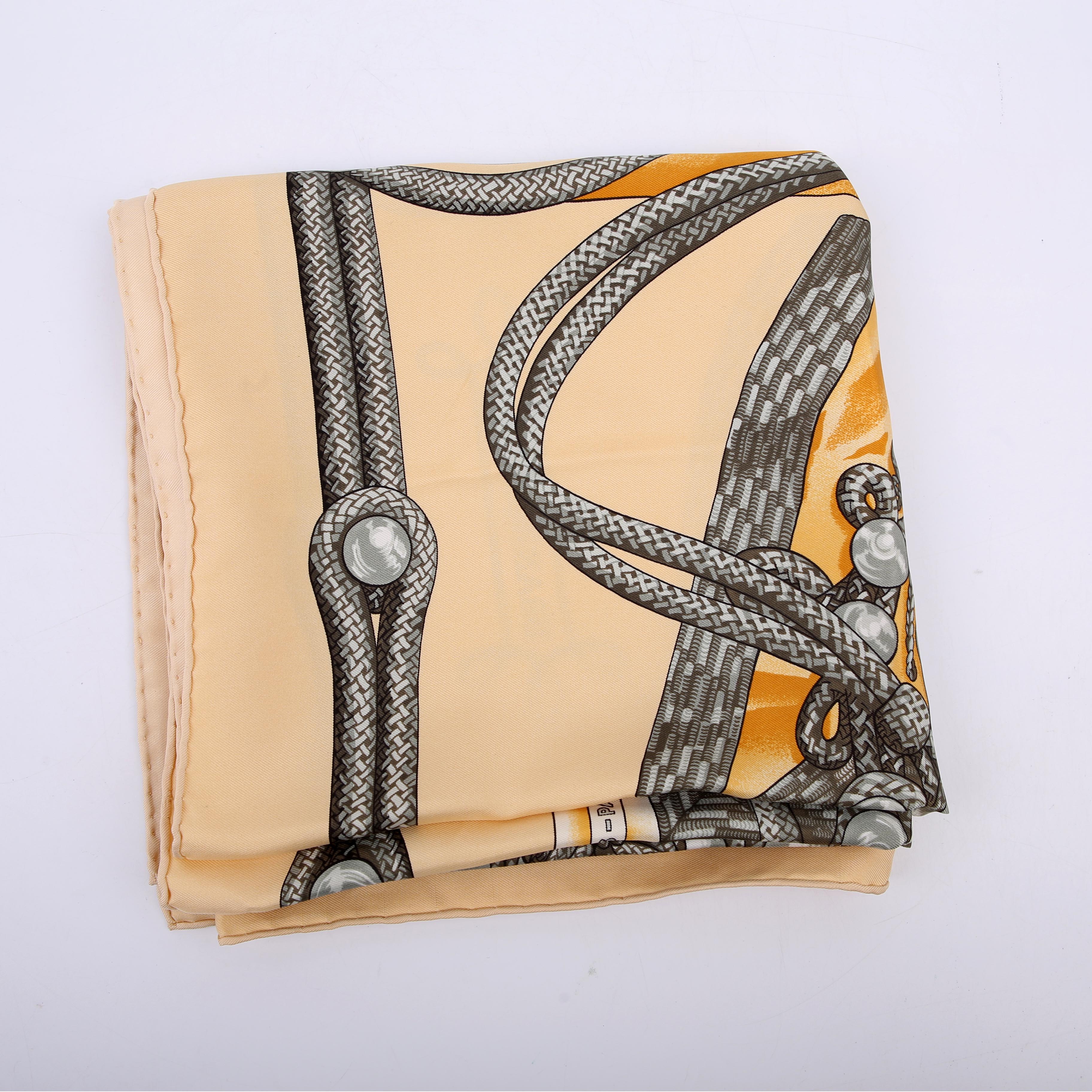 Hermes Brandebourgs 90CM Silk Scarf Yellow