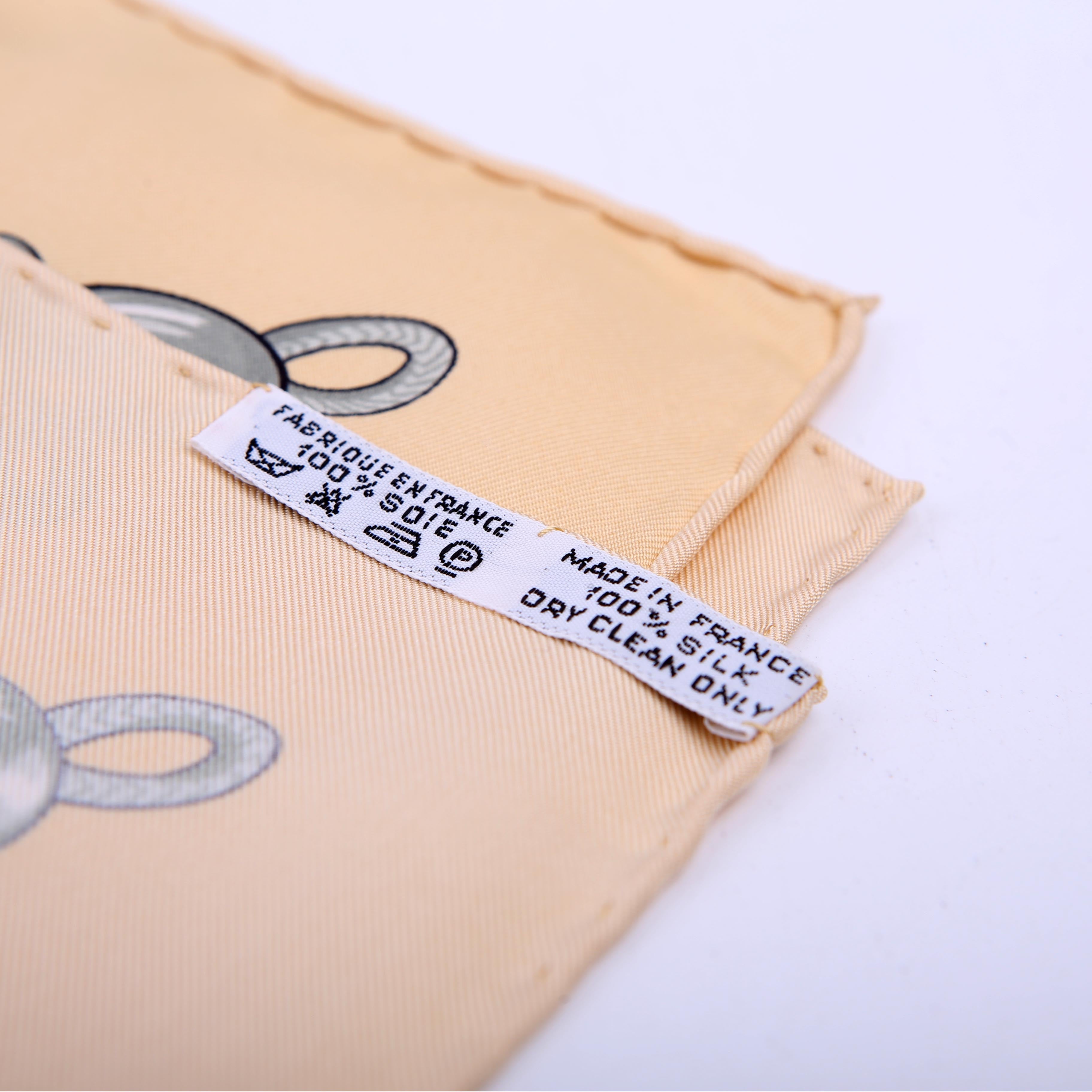 Hermes Brandebourgs 90CM Silk Scarf Yellow