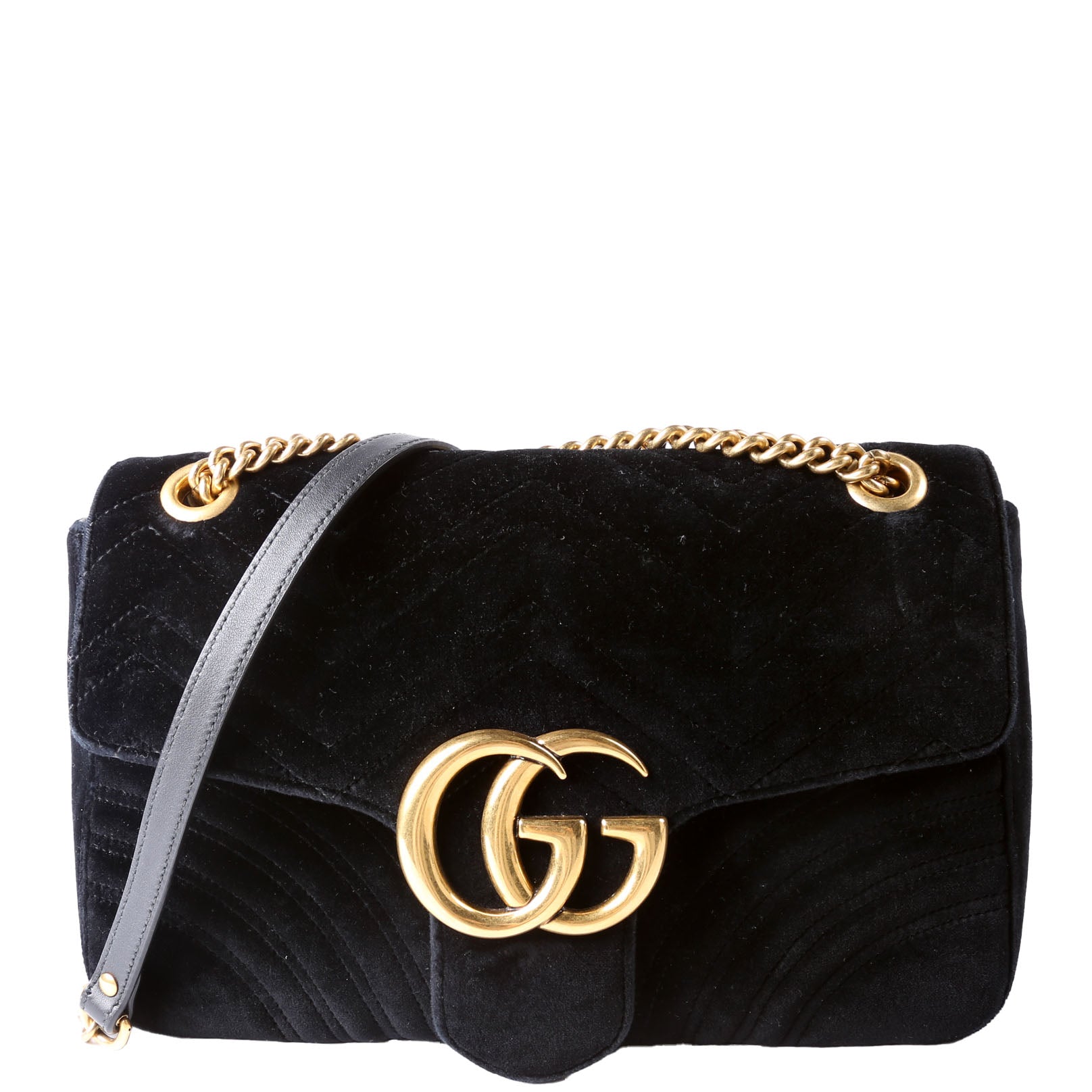 Gucci 443497 Marmont Shoulder Velvet Medium Flap