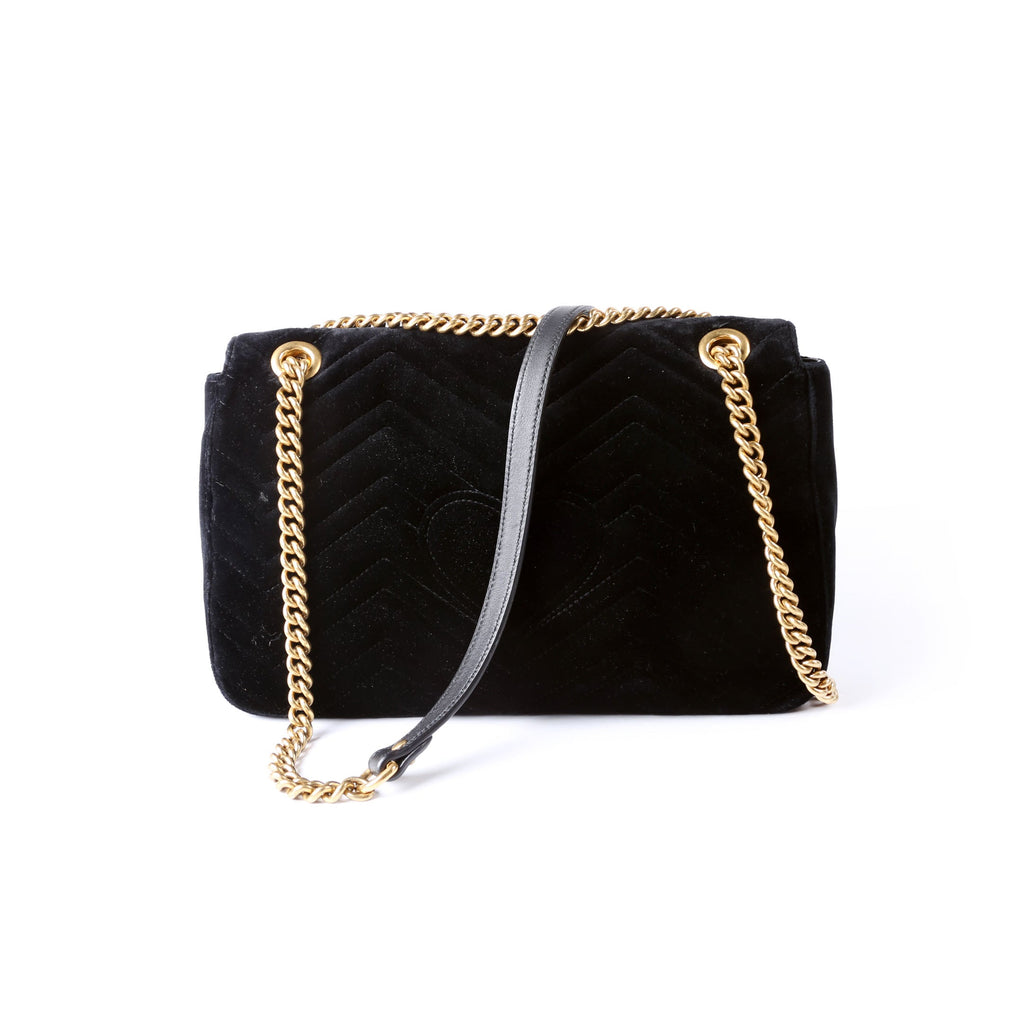 Gucci 443497 Marmont Shoulder Velvet Medium Flap