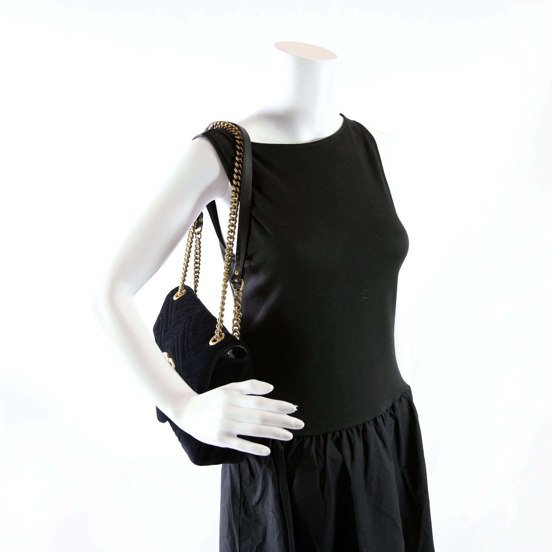 Gucci 443497 Marmont Shoulder Velvet Medium Flap