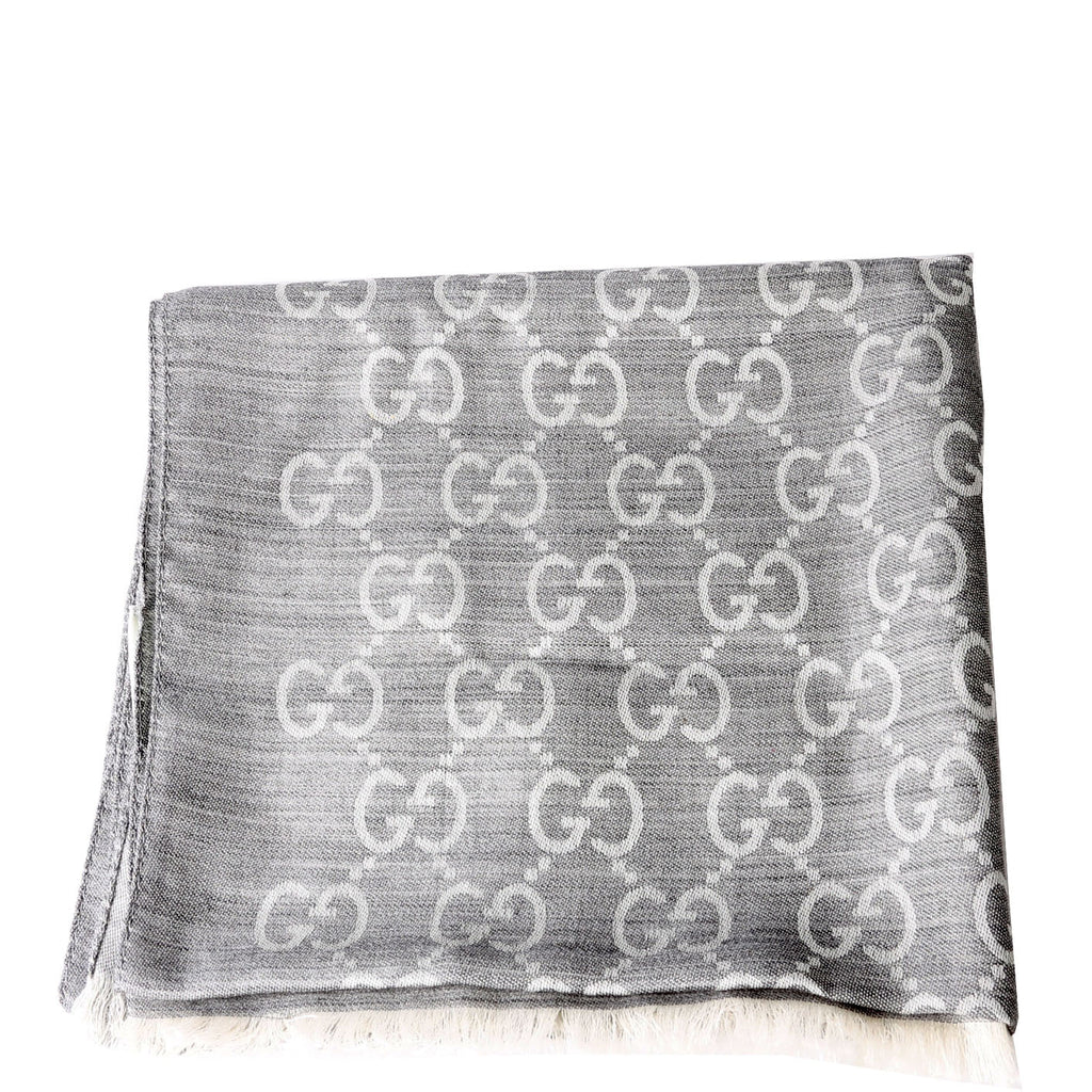 165904 GG Jacquard Knit Scarf Grey