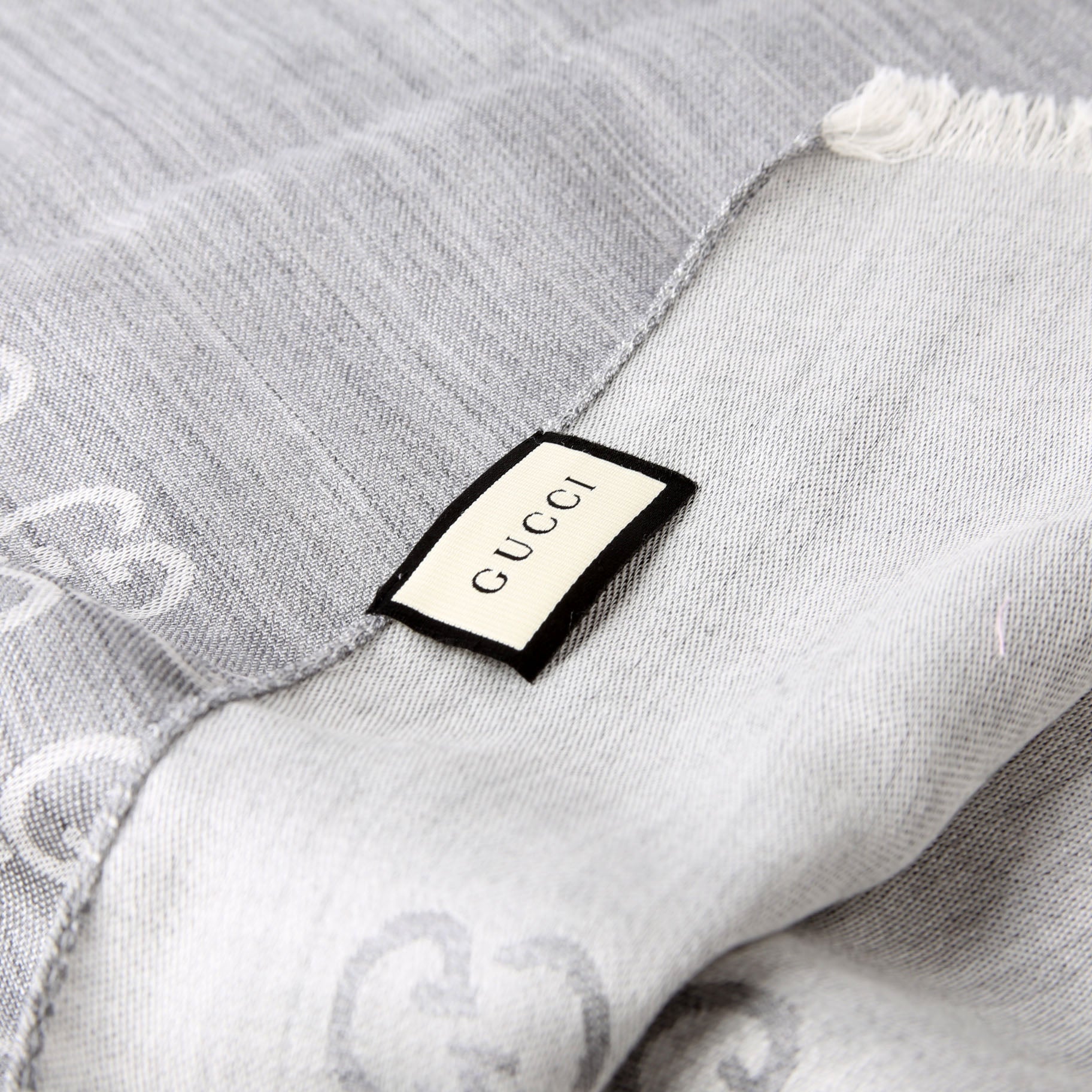 165904 GG Jacquard Knit Scarf Grey