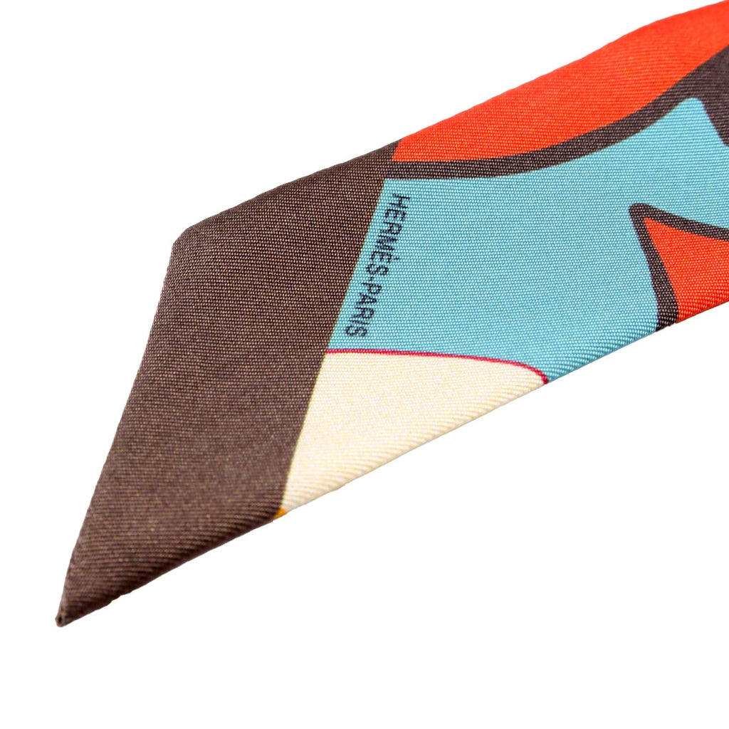 Hermes Graff Graffiti Twilly Silk Scarf Multicolor