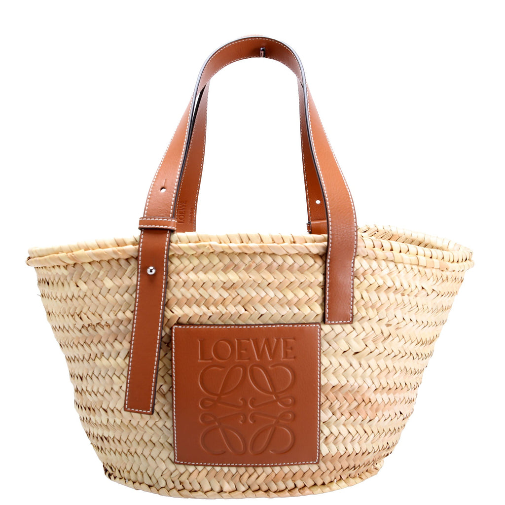 Raffia Basket Tote Medium Brown