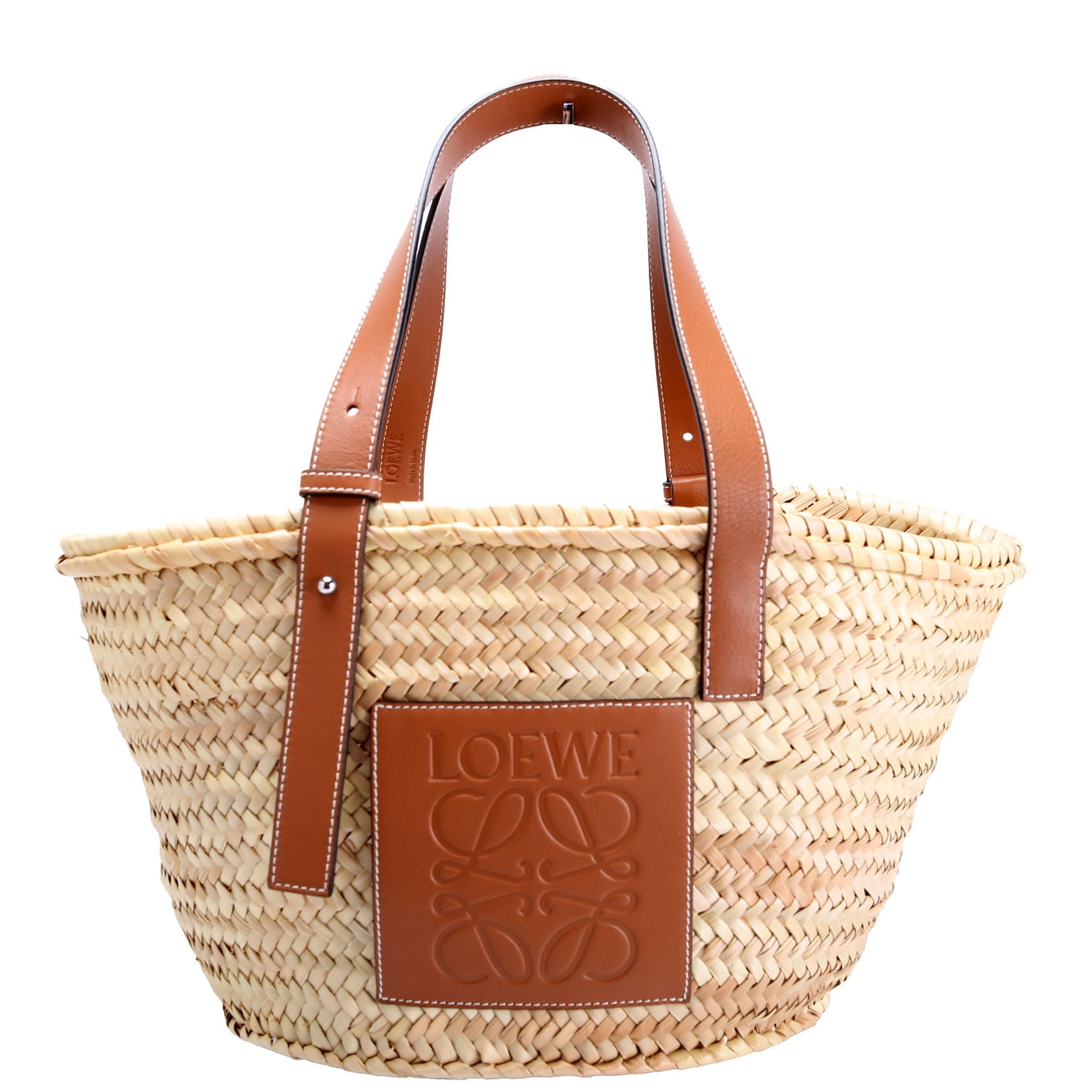 Raffia Basket Tote Medium Brown