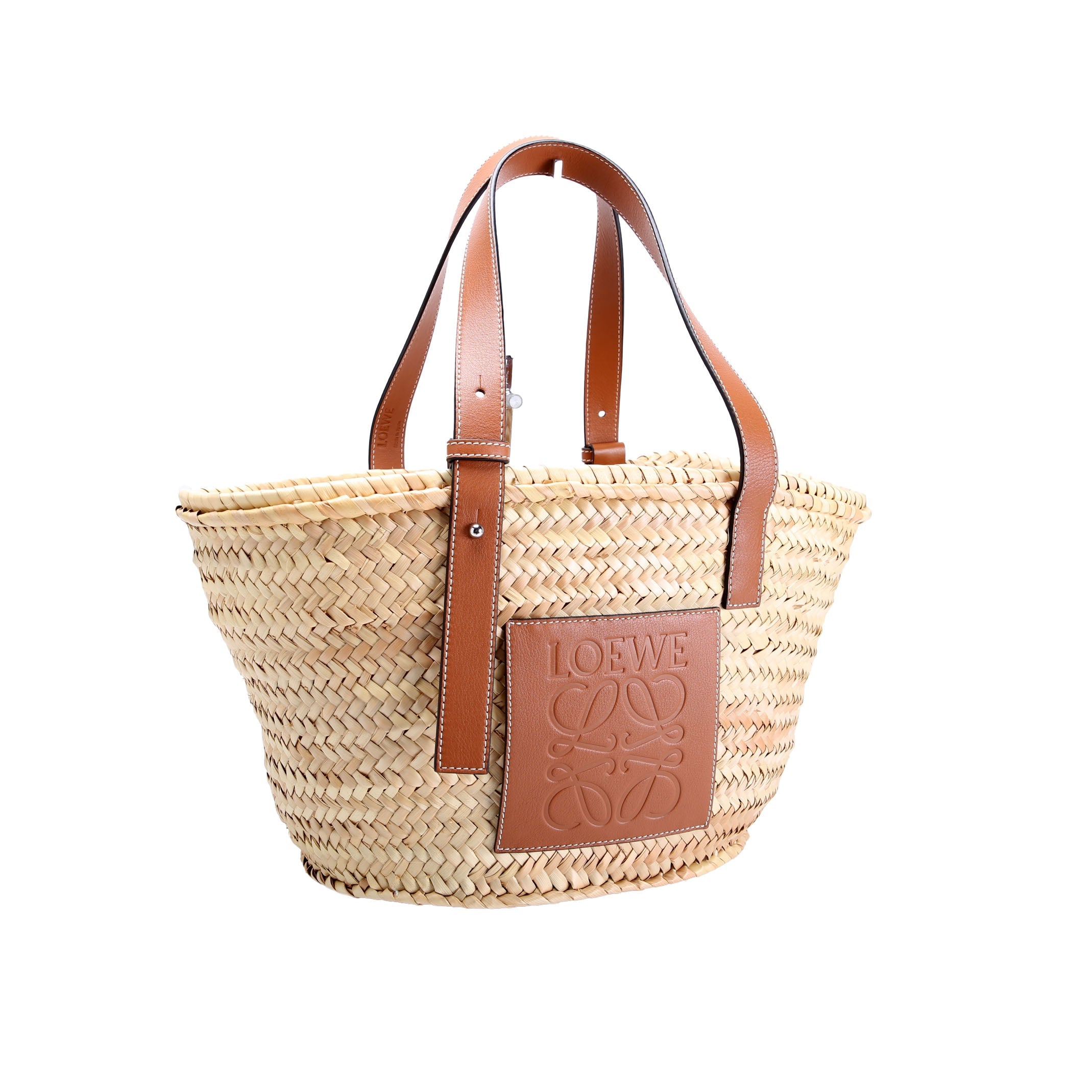 Raffia Basket Tote Medium Brown