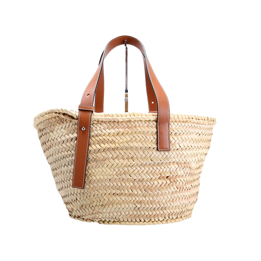 Raffia Basket Tote Medium Brown