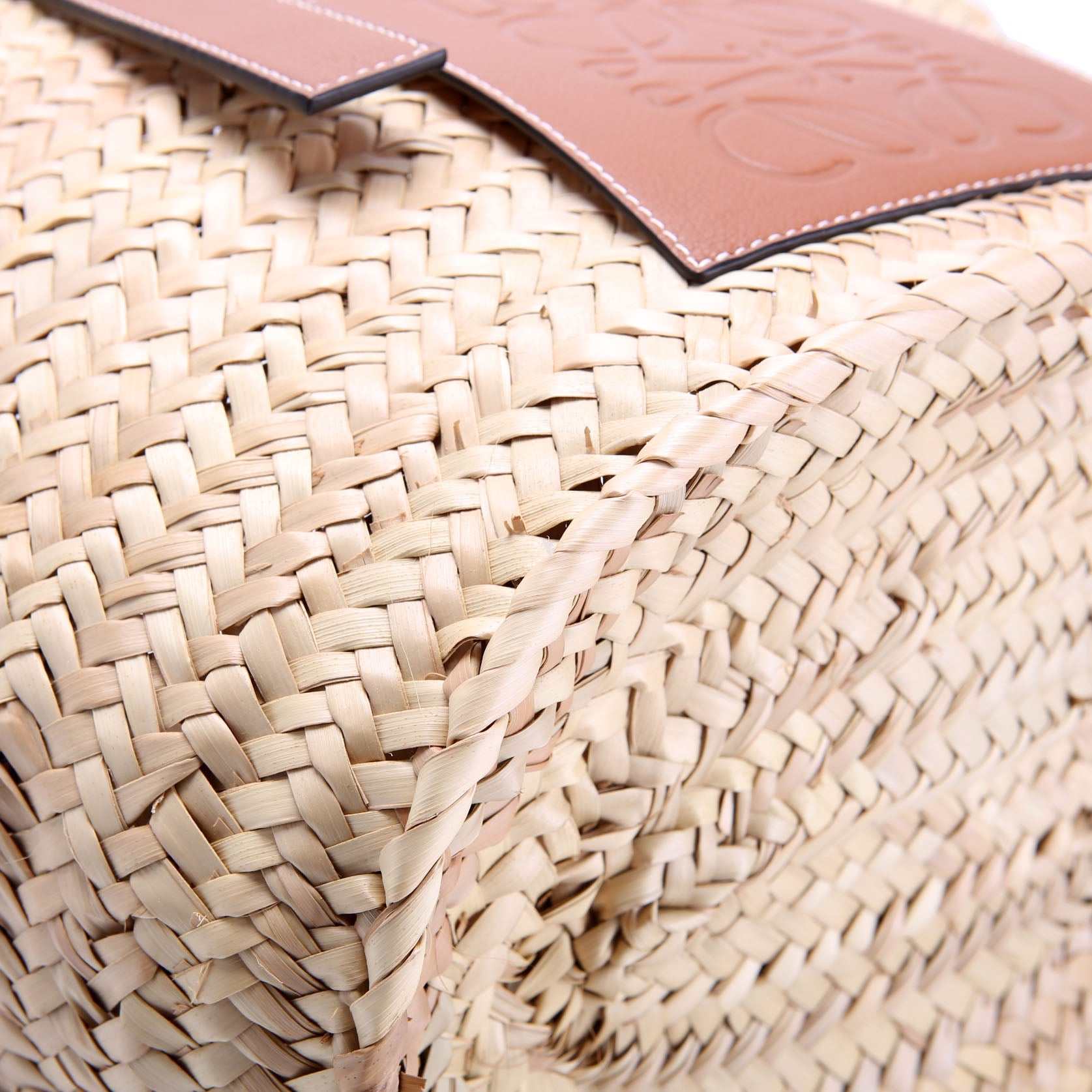 Raffia Basket Tote Medium Brown