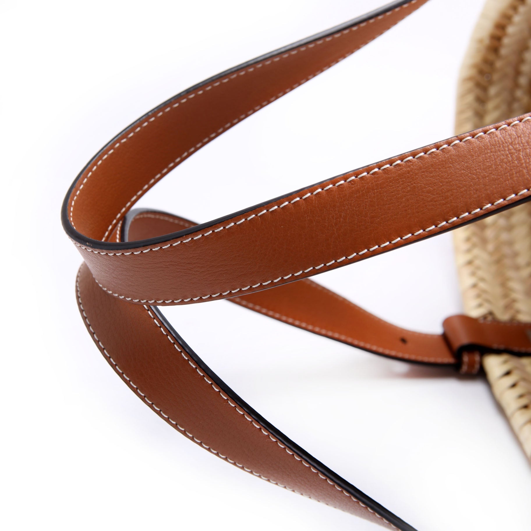 Raffia Basket Tote Medium Brown