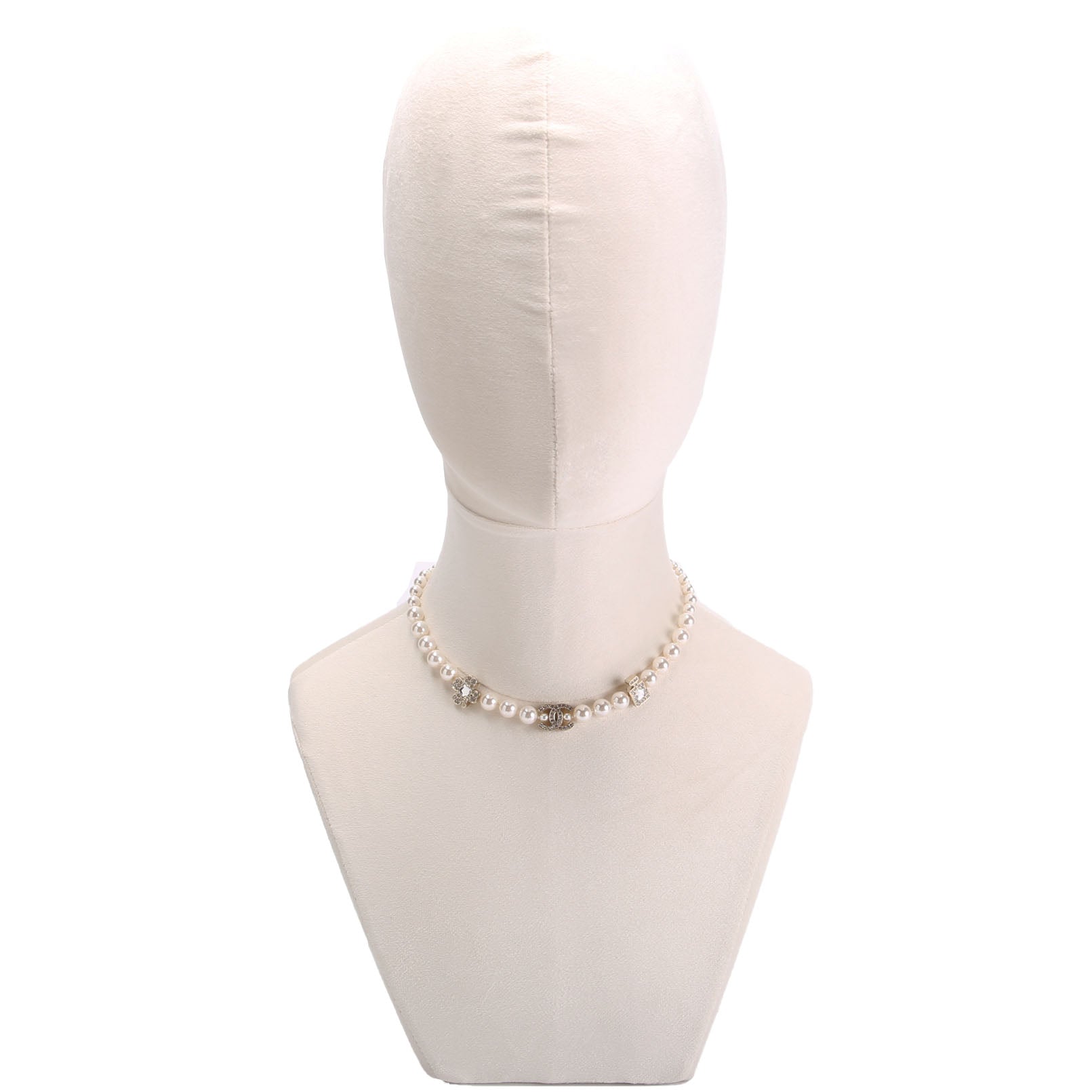 CC Crystal Charms Pearl Choker Necklace
