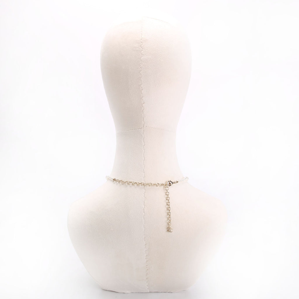 CC Crystal Charms Pearl Choker Necklace