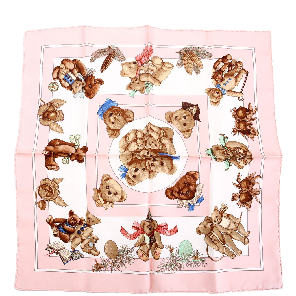 Confidents Des Coeurs 90 Silk Scarf Pink/Multicolor