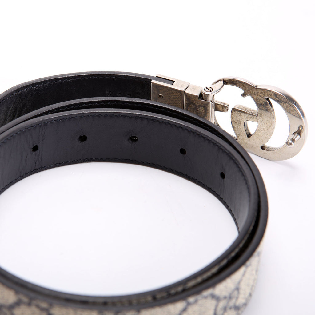 Gucci 642847 GG Marmont Reversible Supreme/Leather Belt Size 90/36 Black