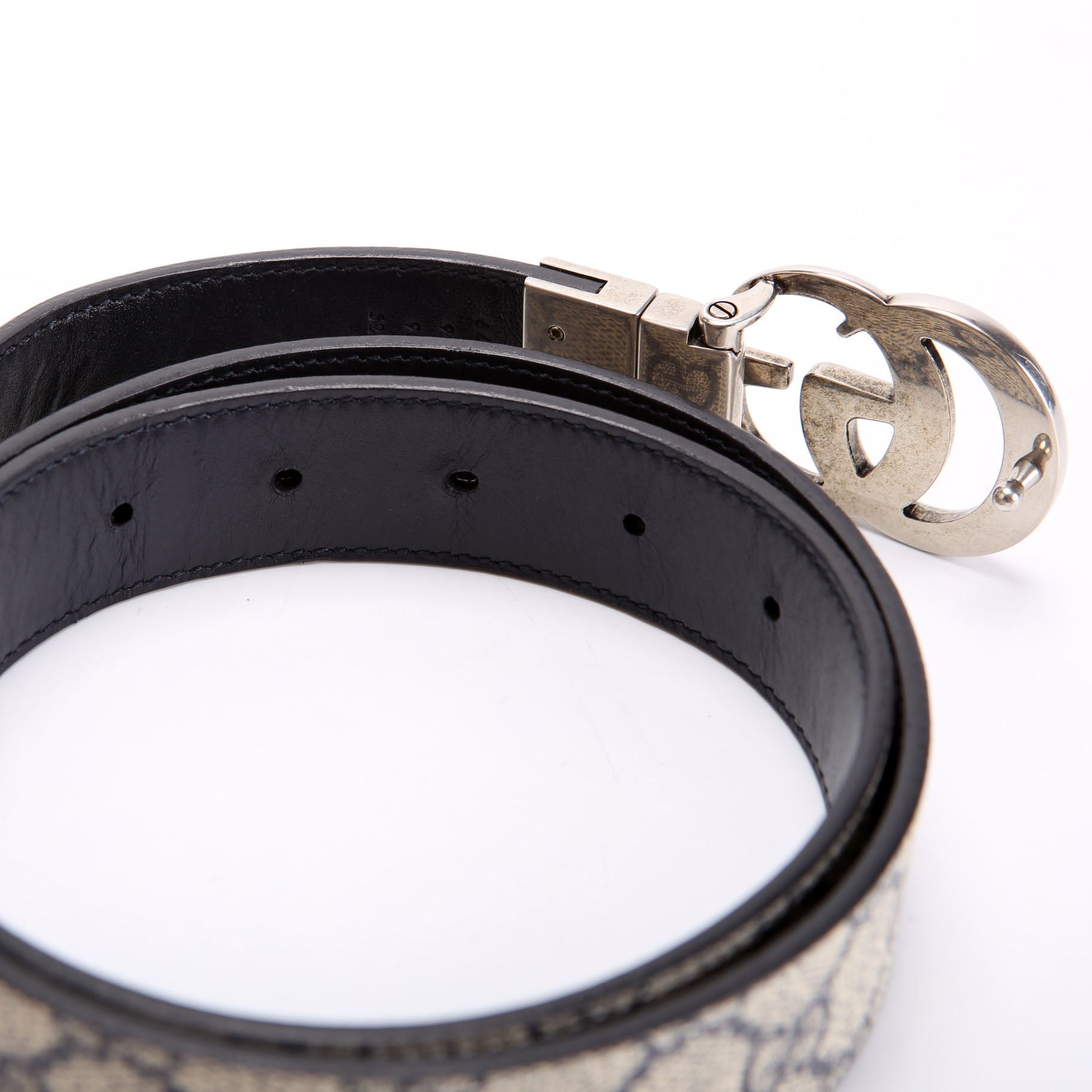 Gucci 642847 GG Marmont Reversible Supreme/Leather Belt Size 90/36 Black