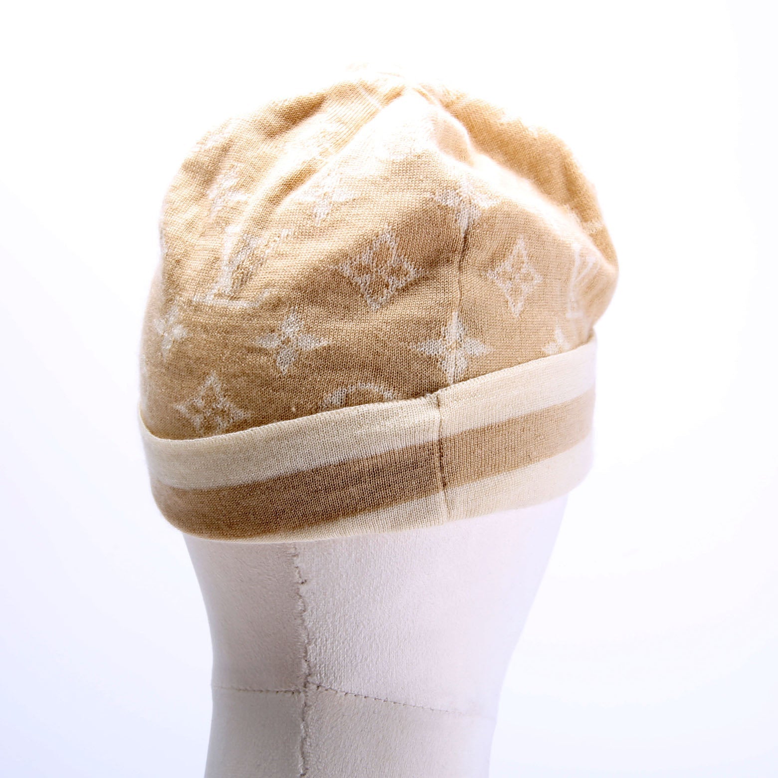 LV Monogram Cashmere/Silk Beanie Hat Tan