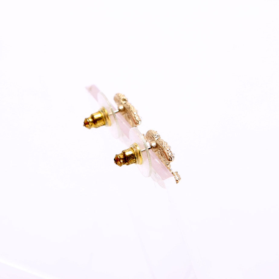 CC Pearl Stud Earrings Gold