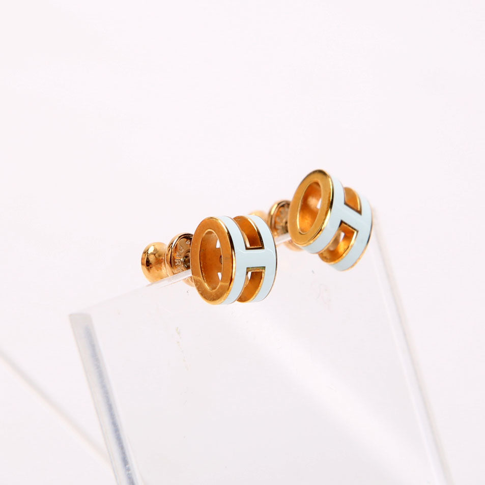 Mini Pop H Stud Earrings Blue/Gold
